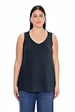 Ulla Popken Damen Feminines Top mit V-Neck T-Shirt, Marine, 50-52