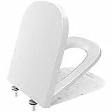 CECIPA WC Sitz mit Absenkautomatik, Eckig Toilettendeckel, Soft Close Klodeckel, Klobrille Weiß, WC Deckel, Toilettensitz Familien, Automatische Toilettenbrille Quick-Release-Funktion, Klositz Quadrat