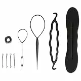 Yosoo Health Gear Haarknoten Maker Set, Magisches Haarflechtwerkzeug mit 4 oder 9 Teilig Haarstyling Zubehör, Pferdeschwanz Durchziehwerkzeug, für Frauen und Mädchen