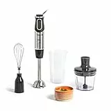 Krups Perfect Mix 8500 Stabmixer, Blender, 1000 Watt, Edelstahlfuß, 4 extra scharfe Messer, Powelix Technologie, Schneebesen, 500 ml Zerkleinerer, 800 ml Messbecher, Schwarz-Silber, HZ6568