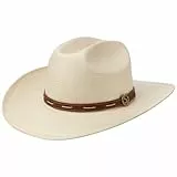 Stetson Edcouch Western Toyo Strohhut Naturfarbener Hut Cattleman-Krone Ledergarniturband Herren Frühjahr Sommer Natur XL (60-61 cm)