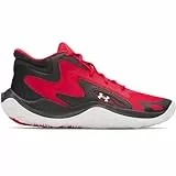 Under Armour Unisex JET 25, Basketball Schuh für Kinder, gut gepolsterte Sportschuhe, atmungsaktiver und leichter Turnschuh für Mädchen und Jungs,Red / Black / White,45.5