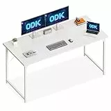 ODK Schreibtisch, 160×55cm Computertisch Bürotisch für Arbeitszimmer, Schlafzimmer, Wohnzimmer,Büro, Schreibtisch Modern Holz PC Tisch Officetisch für Home, Office, Weiß