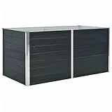 vidaXL Hochbeet aus verzinktem Stahl 160x80x77 cm, Anthrazit, wetterfest, Sicherheitskante faltbar, offenem Boden, DIY Pflanzkasten für Blumen und Gemüse, Garten oder Rasen