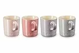 LE CREUSET 4er-Set Becher aus Steinzeug, je 350 ml, Metallics Rosé (Chiffon Pink/Rose Quartz/Bluebell Purple/Perlgrau), 69113358129031