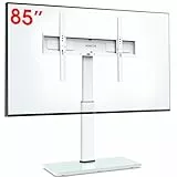 AOKCOS TV Standfuss TV Ständer Höhe 1130mm für 43-75 85 Zoll Fernseher, Neigbar Schwenkbar Höhenverstellbar Fernsehständer, Universal TV Standfüße Standfuss Max VESA 600x400mm 50KG (Weiß)