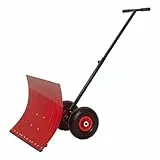 GarveeLife Schneeschieber mit Rädern – 29 Zoll breite, verstellbare Schneeschaufel, ergonomischer, höhenverstellbarer Griff, robuste Schneepflug-Schaufel, rostgeschützt, effizient für Einfahrten,