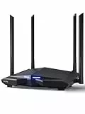 Tenda AC10 WLAN-Router Dual-Band Gigabit AC1200 MBit/s (867 MBit/s 5 GHz + 300 Mbit/s 2,4 GHz, 4X Gigabit Ports, MU-MIMO, Beamforming+, IPTV, 4X 5dbi Antennen, App Verwaltung)