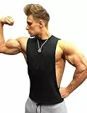 GYMAPE Herren Armloch Fallen Lassen SchnellTrocknend Tank Top für Workout Bodybuilding Ärmellose Muskelhemden Schwarz L