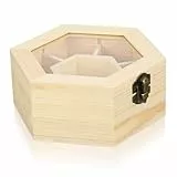 WATIIFUFU Sechseckige Holz Schmuckschatulle mit Deckel Handgefertigte Aufbewahrungsbox für Kleine Schmuckstücke Kasten für Hochzeit Geburtstag oder Party