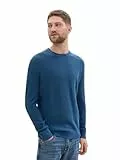 TOM TAILOR Herren Basic Strickpullover aus Baumwolle, 36295 - Dark Teal Melange, XL