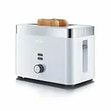 GRAEF Toaster TO61 Weiß 2-Scheiben-Toaster mit Brotscheibenzentrierung, Brötchenaufsatz, 6 Bräunungsstufen und Krümelschublade, Stopp-Taste, Auftaufunktion, Nachhebevorrichtung, Sicherheitsabschaltung