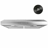 FIREGAS Dunstabzugshaube 60cm, Abluft/Umluft-Dunstabzugshaube mit LEDs, 3 Leistungsstufen, Leistungsstarke Abzugshaube, Effiziente Unterbauhaube mit Bürstenloser motor, inkl. Fettfilter & Kohlefilter