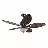HUNTER FAN Indoor-Deckenventilator Caribbean Breeze 137 cm mit Beleuchtung und Zugschalter, Bronze verwittert, 5 umkehrbare Flügel in Weide Dunkel Antik, optimal für Sommer oder Winter, Modell 24457