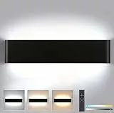 Lightsjoy 28W LED Wandleuchte Innen Dimmbare Wandlampe mit Fernbedienung 40CM Modern Wandleuchten Schwarz Wandlampen Up Down Wandbeleuchtung für Treppenhaus Wohnzimmer Schlafzimmer Flur (2700K-6500K)