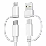 Basesailor Ladekabel für iPhone 17 Pro Max,Multi USB C Charging Cable 1M,4 in 1 Typ C Kabel,USBC Universal Schnellladekabel mit USBA/Lightning Adapter für Apple 16 15 14 13 12 Xr Xs Plus Mini,iPad Air
