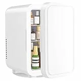 YASHE Mini-Kühlschrank, 6 Liter/8 Dosen, 220–240 V AC/DC, tragbarer thermoelektrischer Kühler, Kühlschränke für Schlafzimmer, Hautpflege, Getränke, Büro, Wohnheim und Auto, weiß