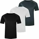 BOOJO 3er Pack Sport Tshirts Herren Funktionsshirt Laufshirt Sportshirt Shirt Kurzarm männer Gym Fitness Trikot Trainings t-Shirt für Sommer Fussball Running
