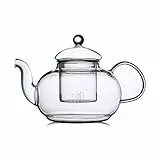 CnGlass Teekanne Glas mit Siebeinsatz, Klare Glasteekanne Herdplattensicher 600ml/20,3oz, Lose Blatt und Blühender Teebereiter
