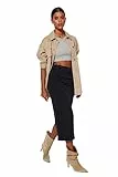 Trendyol Women's Damen Gerade Midi Stift Rock Skirt, Black, 30