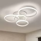 Qamra LED Deckenleuchte, 60 W Weiße Deckenlampe, 4000 K Deckenleuchte, 53 cm Runde Moderne 4-Ring-Deckenleuchte Für Wohnzimmer, Schlafzimmer Und Küche