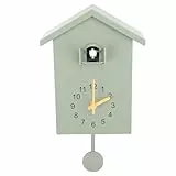Kuckucksuhr-Wanduhr, nordischer Stil, Vogelstimmen, Pendel-Hängeuhr, Coo Coo-Uhr für Kunst, Zuhause, Wohnzimmer, Büro (Grün)
