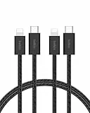 Belkin 2er-Pack geflochtenes USB-C Ladekabel mit Lightning Connector 1,5 m, biegsames, flexibles Schnellladekabel, Lightning kabel für iPhone 14 und ältere Modelle, iPad 9. Gen. und AirPods – Schwarz