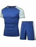 Wayleb Jogginganzug Herren Kurz Sportanzug Trainingsanzug Tracksuit Fußbal Sportbekleidung Activewear für Herren Sommer Atmungsaktiv Sporthose Laufhose Sweatshirt kurz Freizeitanzug Fitness