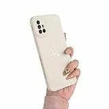 Fycyko Handyhülle Kompatibel mit Samsung Galaxy A51 4G Hülle, Handy Case für Samsung A51 Hülle Silikon Case Aesthetic Fashion Gold Love Herzen Design Soft Hülle - Weiß
