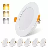 da LIGHT LED Einbaustrahler 230V flach 9W 6er Set, Strahlende Einbauleuchten, Bad Spot 3000/4000/6000K, Deckenstrahler IP54 für Badzimmer Wohnzimmer Küche Schlafzimmer (Weiß x 6)