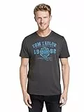 TOM TAILOR Herren T-Shirt mit Logo-Print, 10899 - Tarmac Grey, XXL