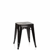 hjh OFFICE Hocker Vantaggio 1 metallic schwarz – Bistro-Hocker aus robustem Stahl, stapelbar, mit Gummifüßen für sicheren Stand, für Zuhause und Gastronomie geeignet