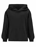 Weardear Mädchen Hoodie Kurz Kinder Kapuzenpullover Langarm Herbst Pullover Freizeit Mode Einfarbige Sweatshirt für Mädchen 7-8 Jahre Schwarz