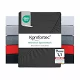 Komfortec Mikrofaser Spannbettlaken 90x200 cm – Weiches Spannbetttuch mit Rundumgummi – Fitted Sheet für Matratzen bis 30 cm – Anthrazit – Oeko-Tex – Pflegeleicht & Hautfreundlich – 90g/m²