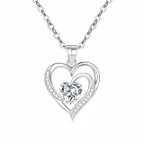 EXGOX Ketten für Damen, Kette Herz Damen Halskette 925 Sterling Silber Kette Herz für Frauen Halsketten Schmuck Herz Anhänger Halskette Damen Gold/Silber Geschenk für Damen