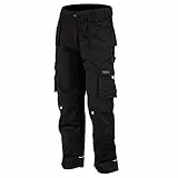 WrightFits Pro-11 Herren-Arbeitshose, robust, Sicherheitshose, Cargohose, mehrere Taschen und Kniepolstertaschen, dreifach genäht, langlebige Arbeitskleidung, Schwarz, Schwarz , 44W x 33L