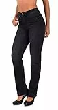 ESRA Damen Straight Fit Jeans Hose Damen Jeanshose gerader Schnitt bis Übergröße G700