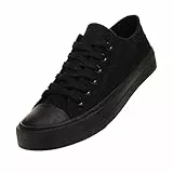sharllen Unisex Sneaker Stoffschuhe Damen Herren Canvas Schuhe Low Top Turnschuhe(Black1 270)
