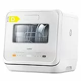 COMFEE Theken-Spülmaschine, Mini-Tischgeschirrspüler mit 6 Programmen, Dampfwäsche, Babypflege und Obstwäsche, ohne Klempner, Startzeitvorwahl, 72 Stunden Lagerung, Weiß