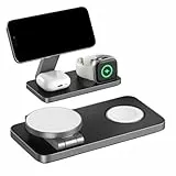 Induktive Ladestation Kompatibel mit Magsafe Ladegerät,QTlier 3 in 1 iPhone Ladestation für 16/15/14/13/12 Serie,30W Wireless Charger für Apple Watch 10/9/8/7/6/5/4/3/2/SE und AirPods 3/2/Pro(Schwarz)