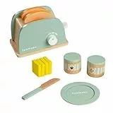 Teamson Kids - Little Chef Frankfurt Holztoaster Spielküchenzubehör - Grün - 11-TLG