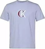 Calvin Klein Herren T-Shirt Kurzarm Graphic mit Rundhalsausschnitt, Blau (Casual Blue), L