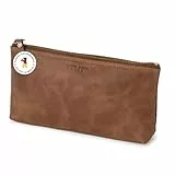 Berliner Bags Vintage Kosmetiktasche Anna, Kleiner Kulturbeutel, Schminktasche aus Leder, Federmäppchen für Damen - Braun