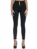 Elara Damen Jeans Stretch Skinny High Waist Chunkyrayan EL60 Schwarz-38 (M) P