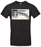 McLovin T-Shirt Hawaii Führerschein Design Kultshirt 100% Baumwolle Regular Fit Geschenk für Filmfans S–XXL Weiß oder Schwarz - Schwarz, XL