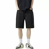 Jeans Shorts Herren Kurze Hosen Bermuda Shorts Sommer Loose Fit Weite Bein Kurz Jeanshose Freizeithose Männer Einfarbig Baggy Denim Hose Stretch Casual Herrenshorts Y2K Streetwear Jorts