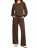 Totatuit Damen Trainingsanzug 2-teilig Jogginghose mit Oberteil Fitness Anzug Sportanzug Casual Homewear Herbst Winter Braun S