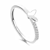 AIFUYUDM Silber Ringe für Frauen 925 Verstellbar Schmetterling Brilliant Ringe Frauen & Herren Verlobungsring Silberring Damen Individualisierung Party Ring für Damen Schmuck mit Geschenkbox