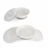 Twistshake Babygeschirr-Set Mini + Schüssel | Baby-Saugnapfplatte + Baby-Tischset (31 x 17 cm) + Schüssel | BPA-frei | Essenstrainingsteller | Weiß