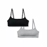 Amazon Essentials Damen Verstellbares Bralette Mit Rundhalsausschnitt Aus Baumwolljersey, 2er-Pack, Mittelgrau Meliert/Schwarz, L